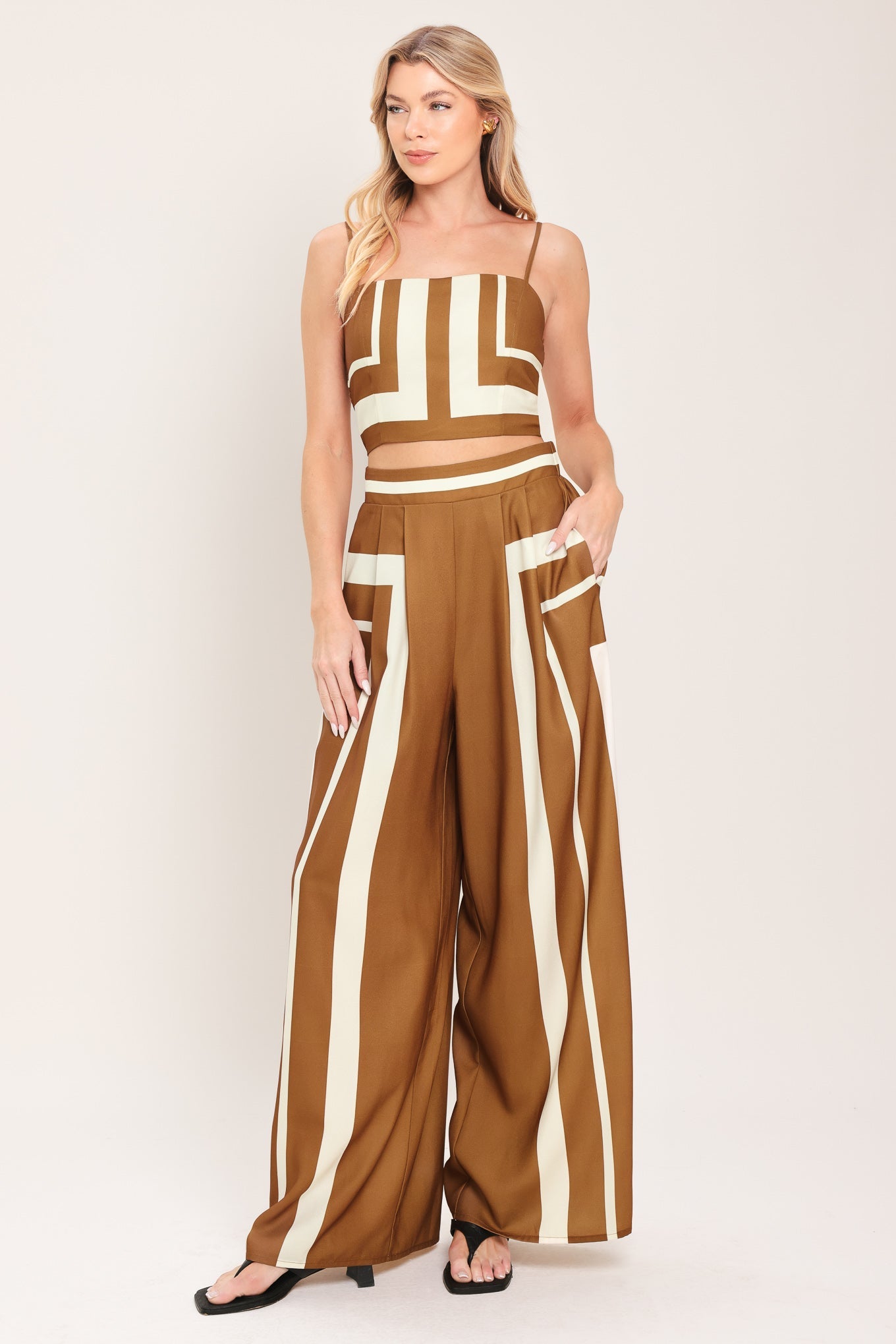 LUXE COAST WOVEN TOP AND PANT SET by Flying Tomato at Shirley Shoppe