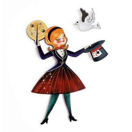 Magician with Dove Brooch by Laliblue – Retro Kitschy Statement Brooch for Collectors by Quirks! at Shirley Shoppe