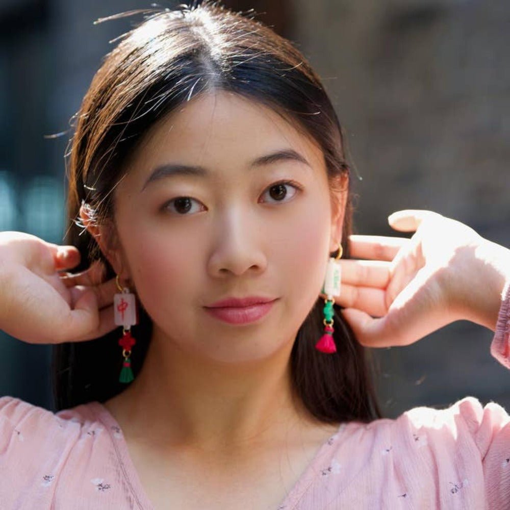 Mahjong Acrylic Earrings by Quirks! at Shirley Shoppe