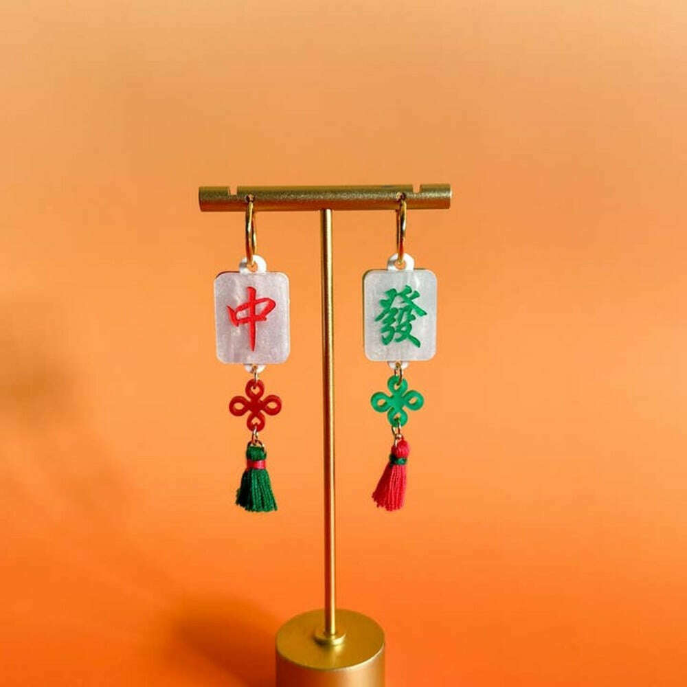 Mahjong Acrylic Earrings
