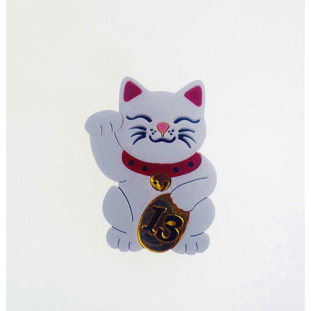 Maneki Neko Lucky Cat Brooch by Cherryloco Jewellery by Quirks! at Shirley Shoppe