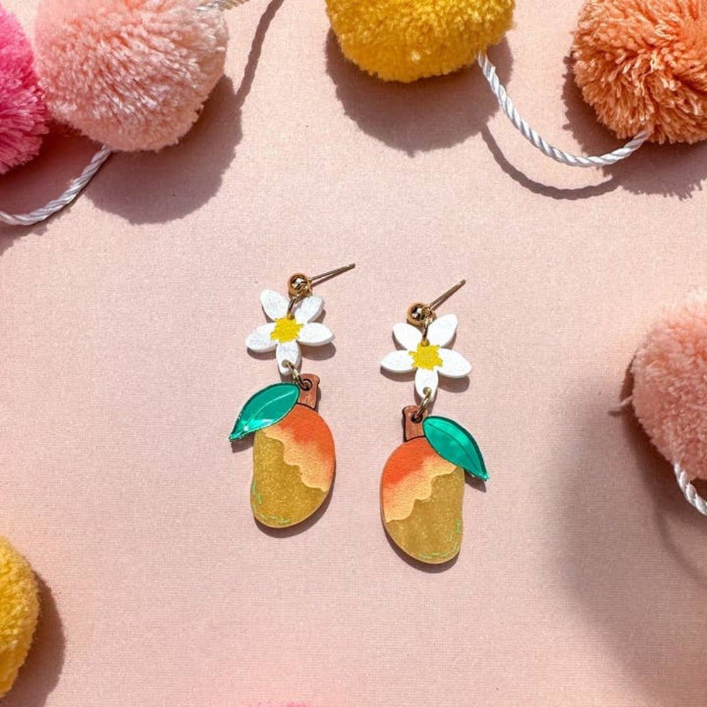 Mango Dangle Acrylic Earrings by Quirks! at Shirley Shoppe