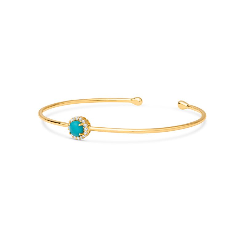 Maria 14K Gold Diamond and Turquoise Bangle by Christina Greene at Shirley Shoppe