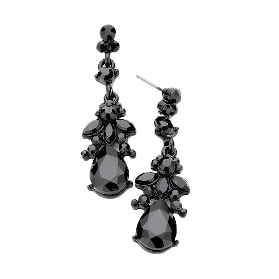 Marquise Crystal Teardrop Accented Evening Earrings