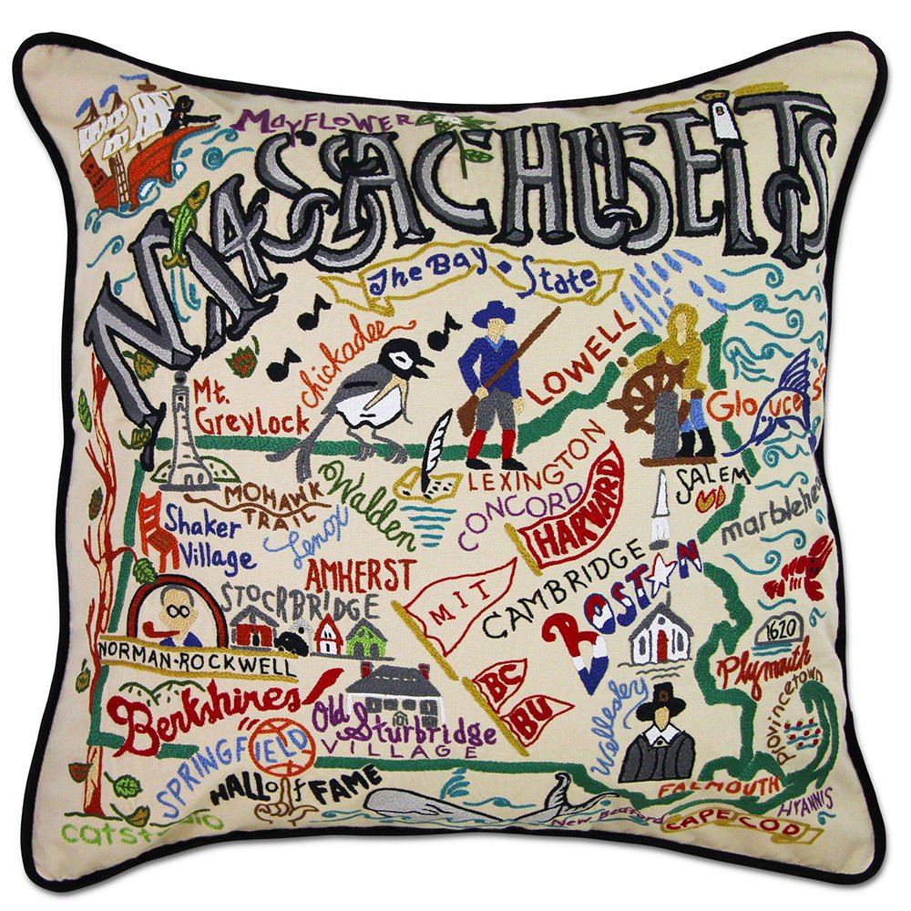 Massachusetts Hand - Embroidered Pillow by Quirks! at Shirley Shoppe