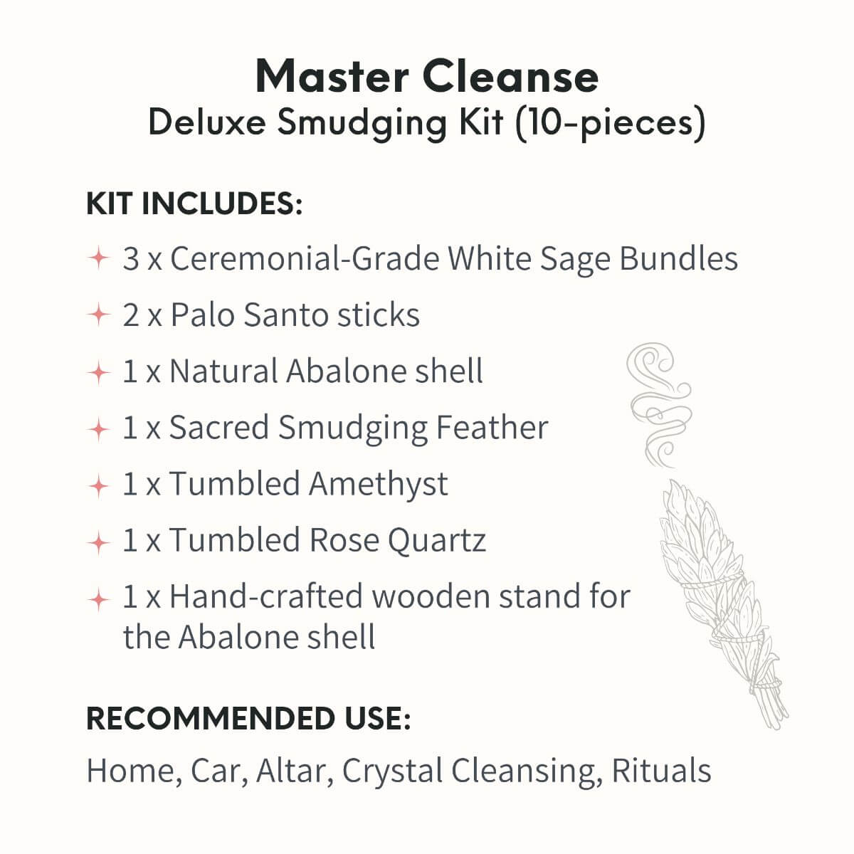 Master Cleanse - Deluxe Smudging Kit (10-Pieces) by Conscious Items at Shirley Shoppe