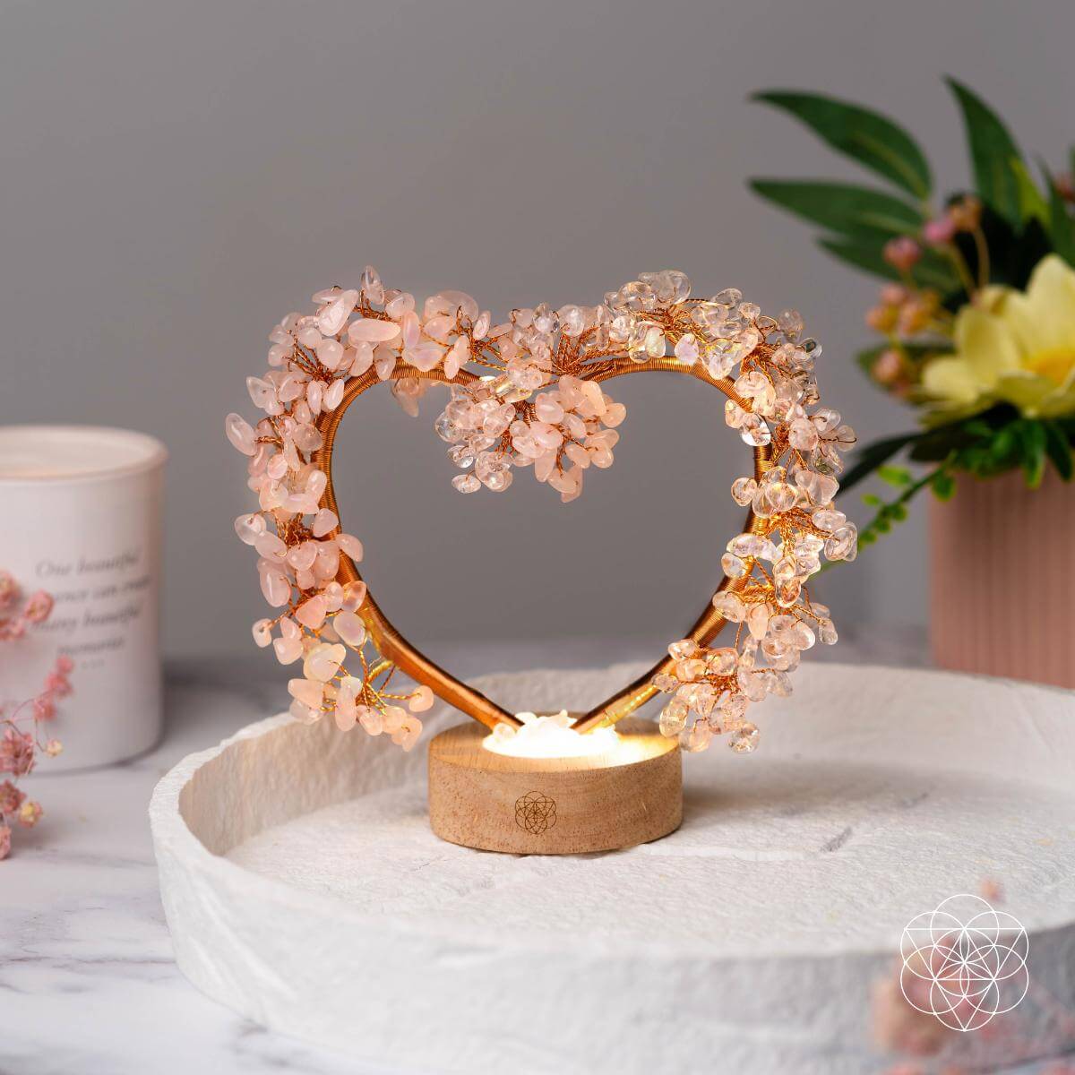 Mend My Broken Heart - Rose & Clear Quartz Tree Lamp by Conscious Items at Shirley Shoppe