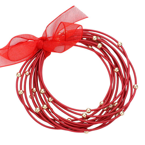 12PC Metal Ball & Pointed Guitar String Stackable Stretch Bracelets
