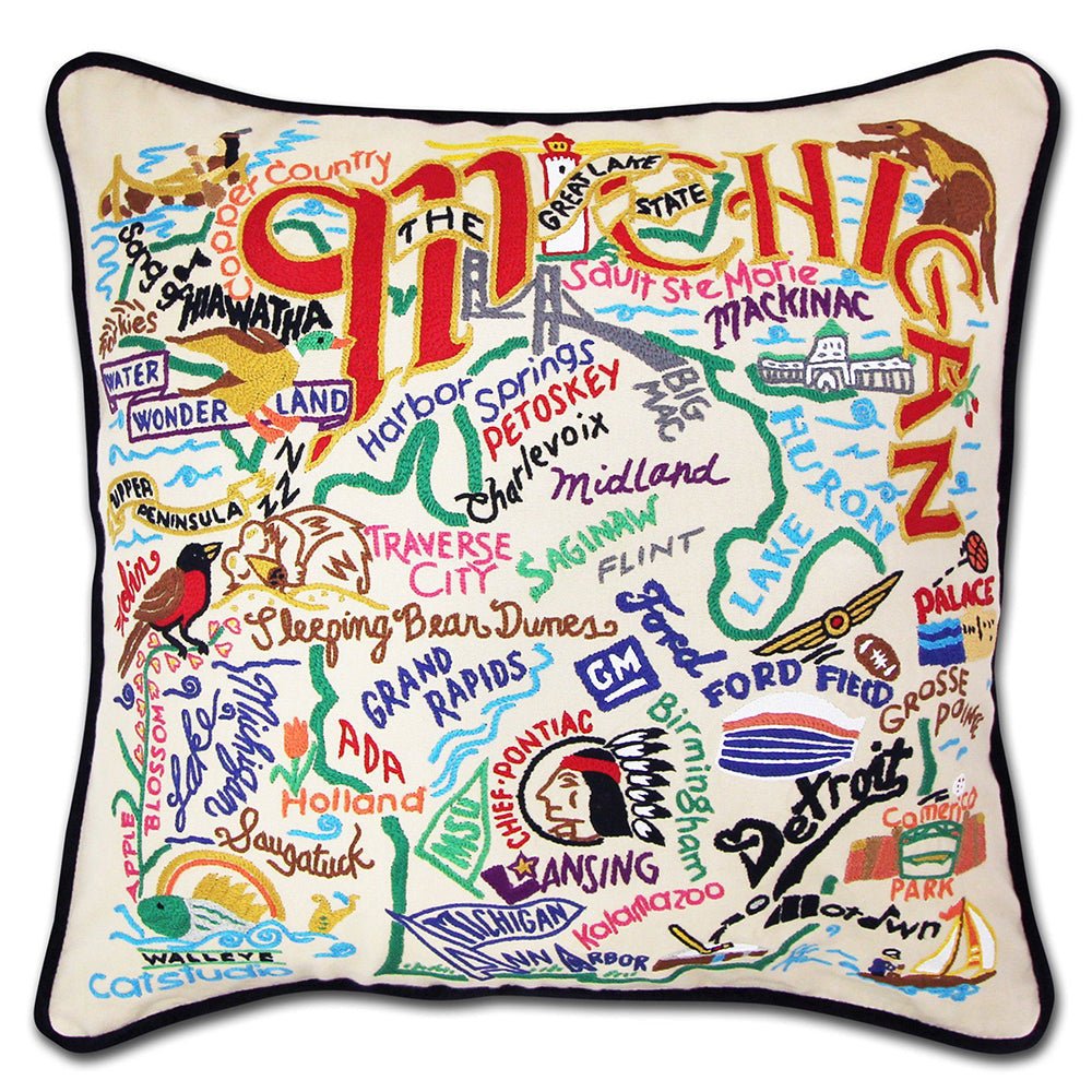 Michigan Hand - Embroidered Pillow by Quirks! at Shirley Shoppe