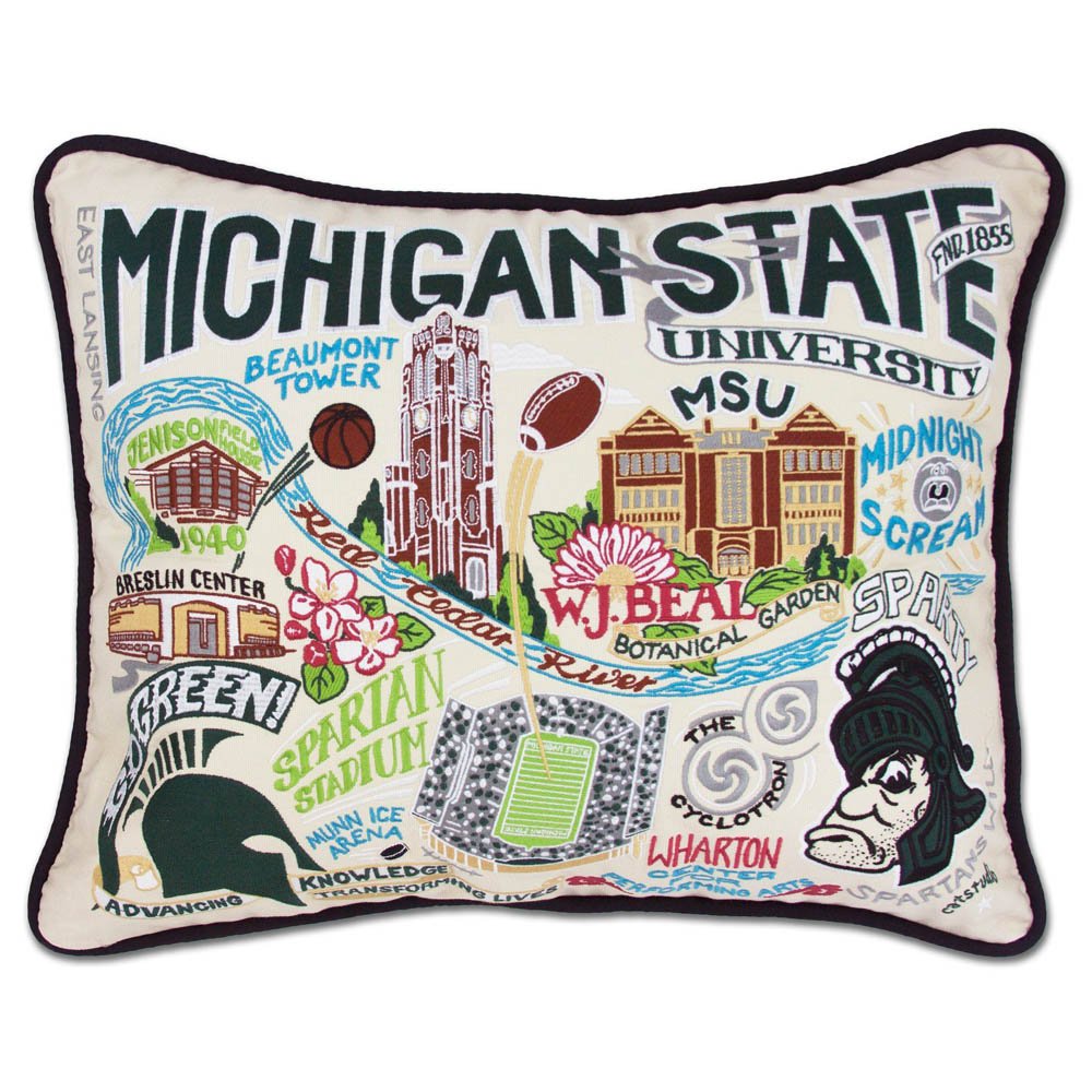 Michigan State University Collegiate Embroidered Pillow by CatStudio by Quirks! at Shirley Shoppe