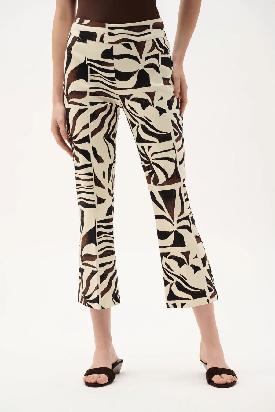 Millennium Tropical Print Flared Pull - On Pants by Joseph Ribkoff at Shirley Shoppe