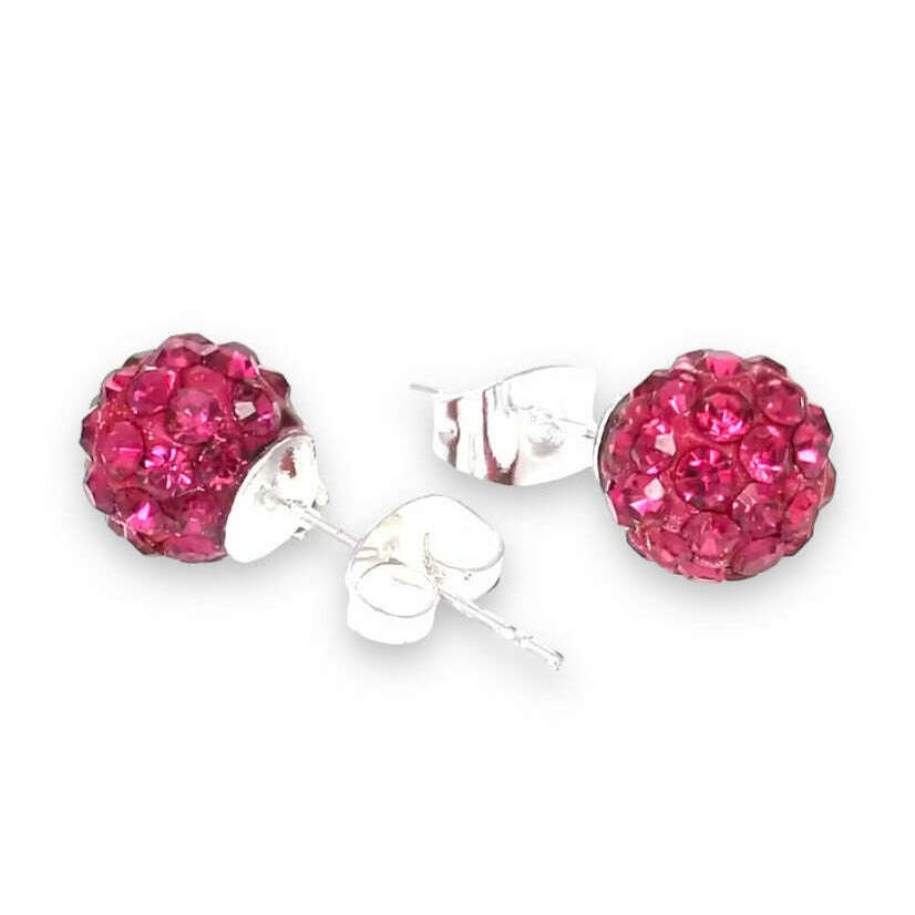Mini Disco Ball Super Sparkle Earrings RED