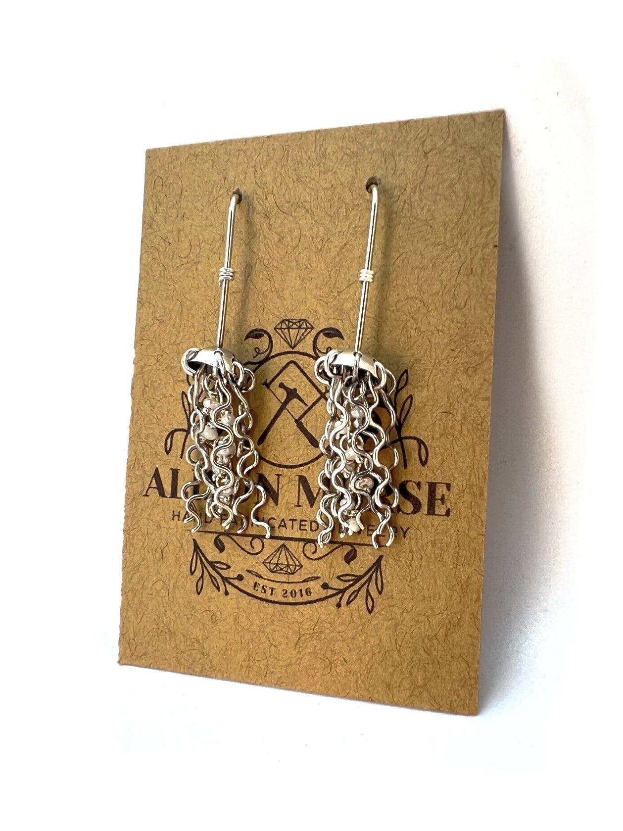 Mini Jellyfish Earrings in Sterling Silver with White Pearls by Alison Morse at Shirley Shoppe