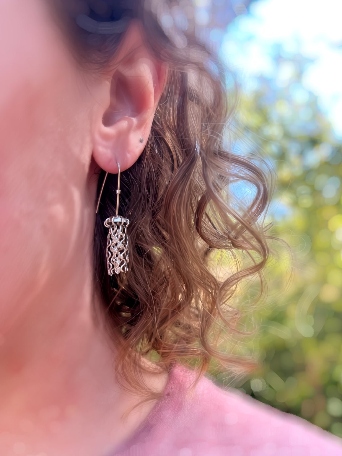 Mini Jellyfish Earrings in Sterling Silver with White Pearls by Alison Morse at Shirley Shoppe