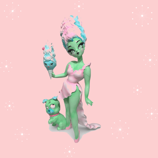 Pastel Candy Bride 18" Monster Bride w/ Igor Bulldog Figurine | Miss Fluff December Diamonds PREORDER
