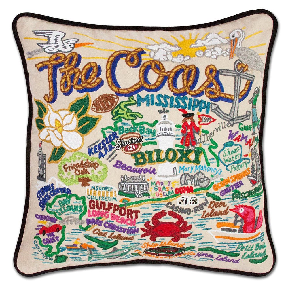 Mississippi Coast Hand - Embroidered Pillow by Quirks! at Shirley Shoppe