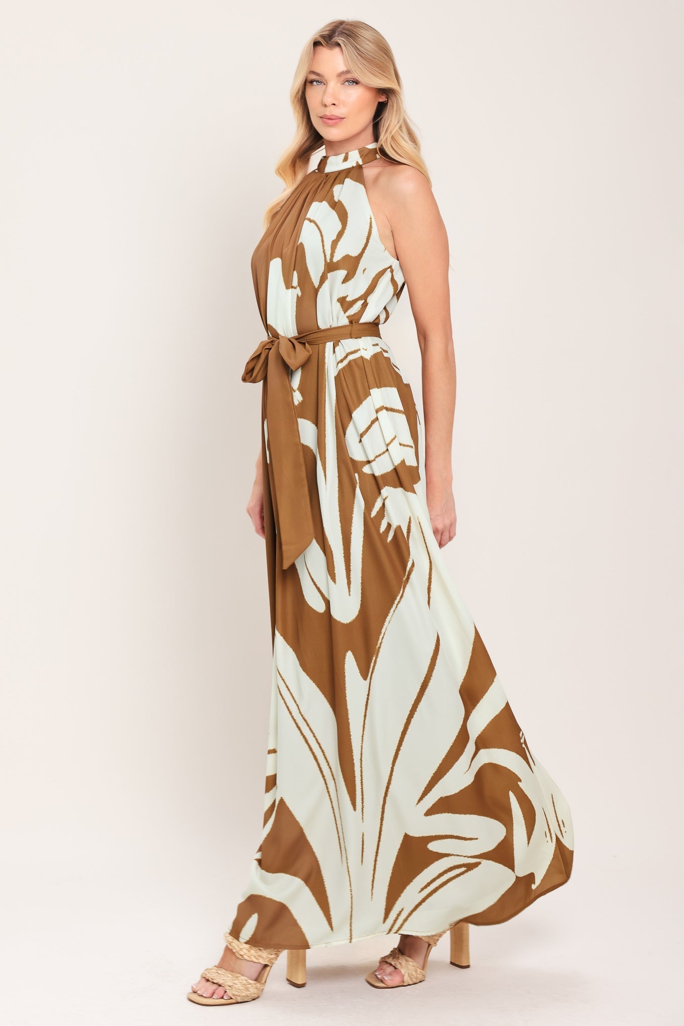 MOCHA SERENITY WOVEN MAXI DRESS by Flying Tomato at Shirley Shoppe