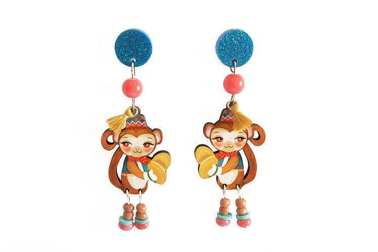 Monkeys with Cymbals Earrings by Laliblue by Quirks! at Shirley Shoppe