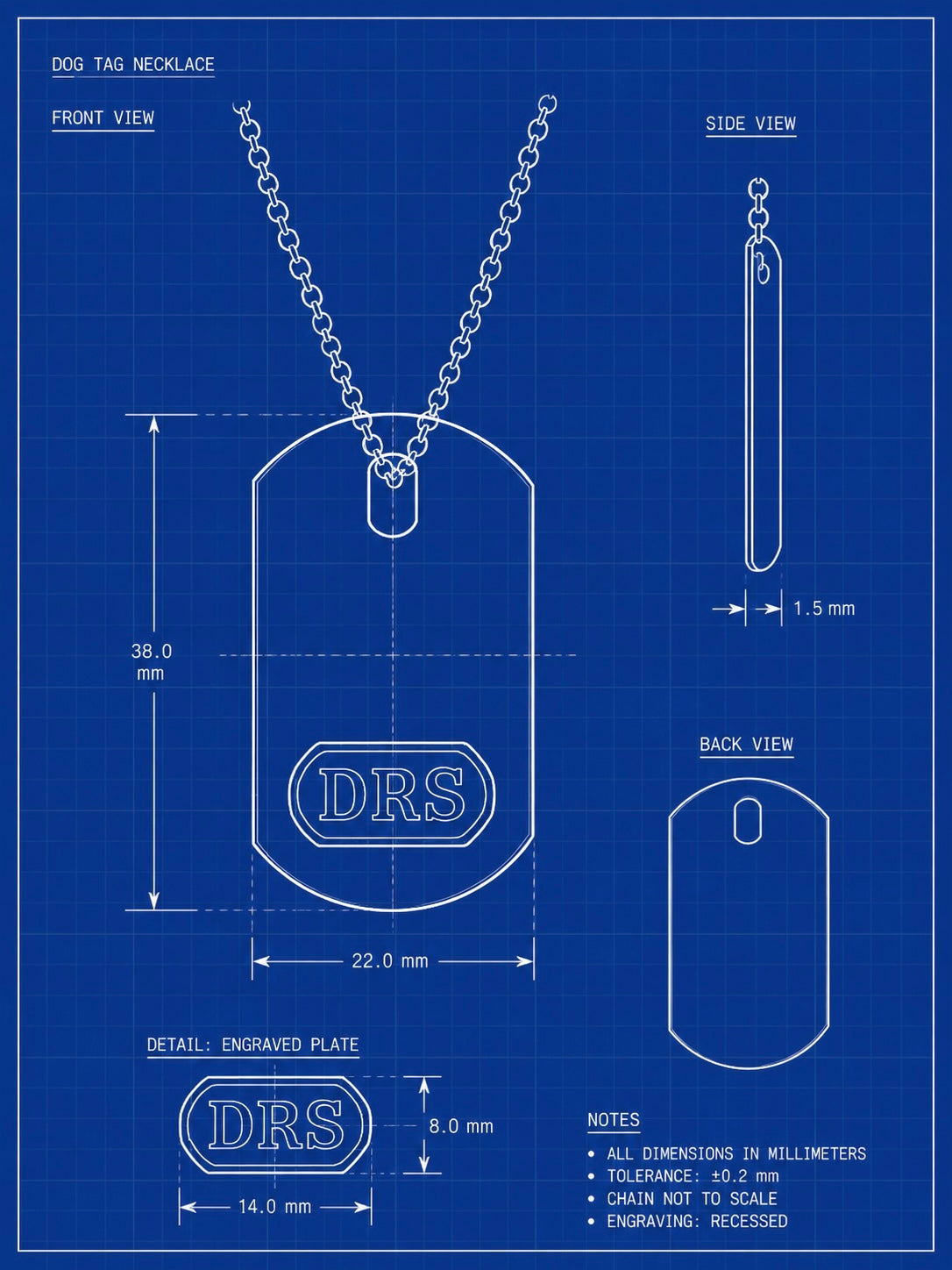 Monogram Dog Tag Necklace