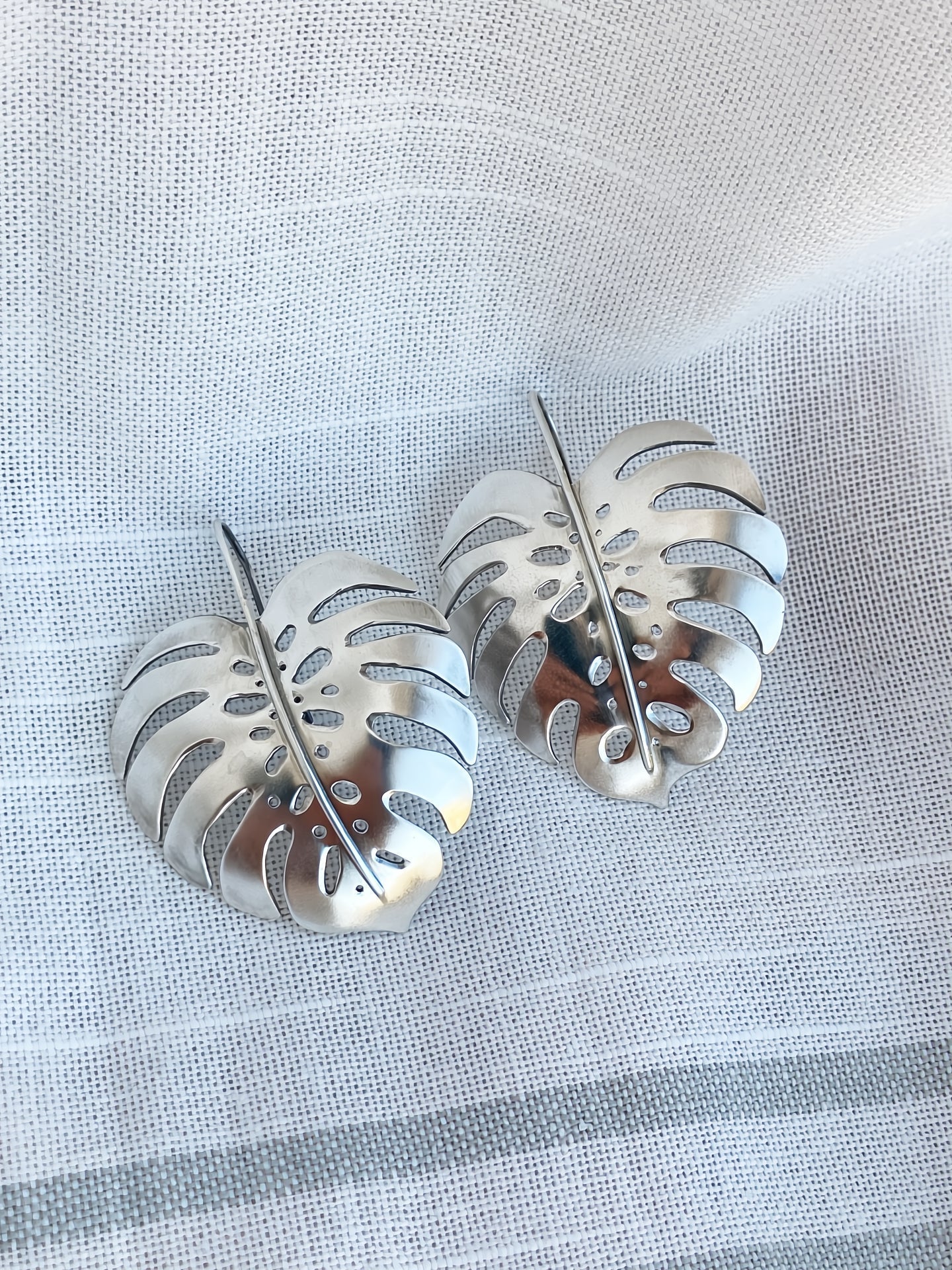 Monstera Earrings in Sterling Silver - Large by Alison Morse at Shirley Shoppe