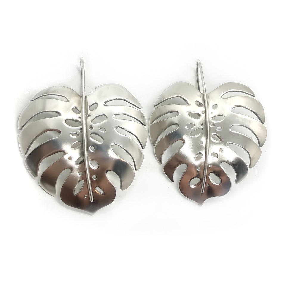 Monstera Earrings in Sterling Silver - Large by Alison Morse at Shirley Shoppe