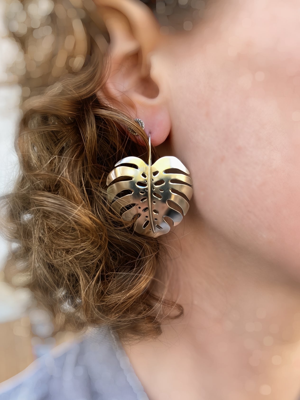 Monstera Earrings in Sterling Silver - Large by Alison Morse at Shirley Shoppe