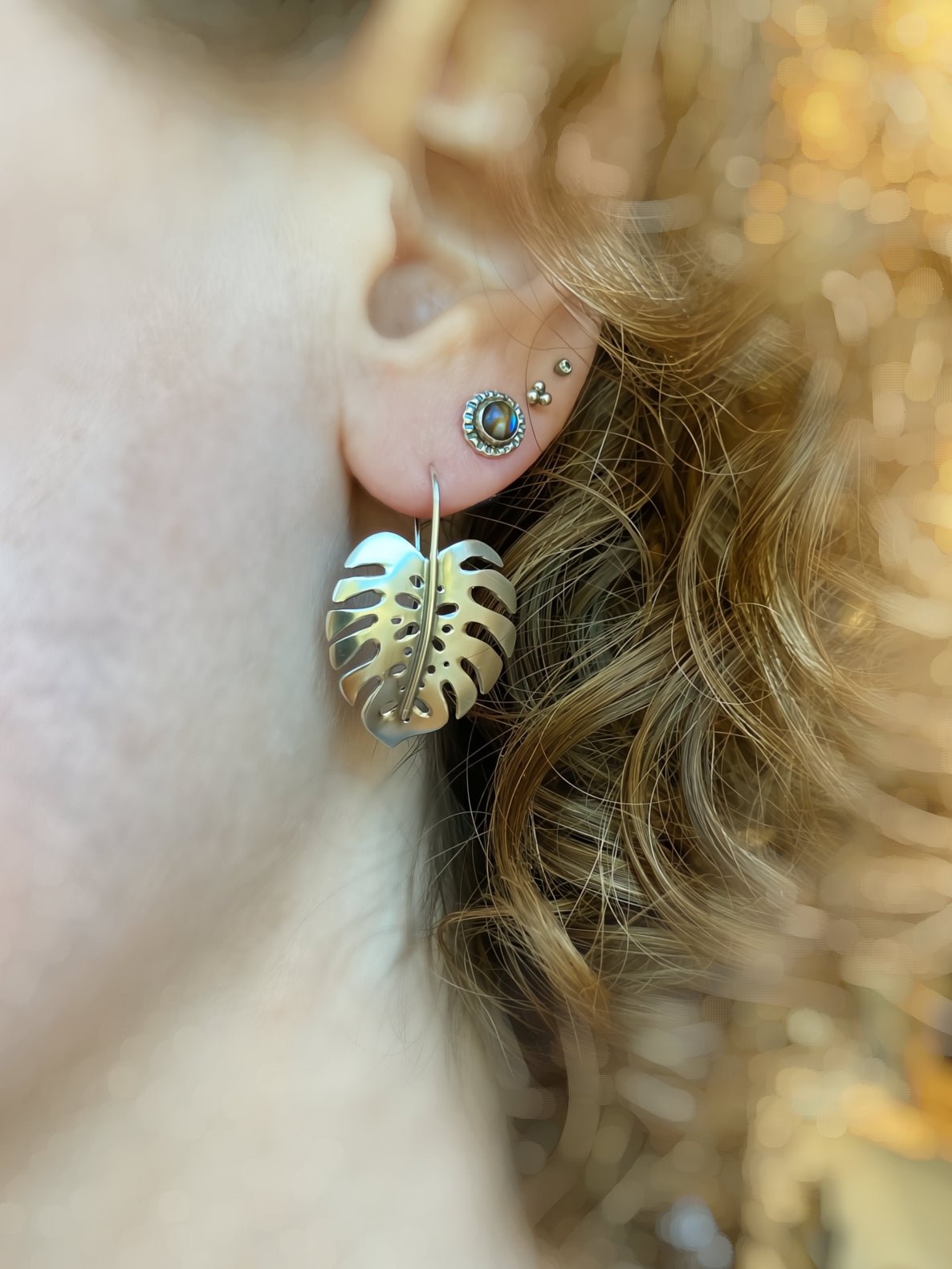 Monstera Earrings in Sterling Silver | Medium by Alison Morse at Shirley Shoppe
