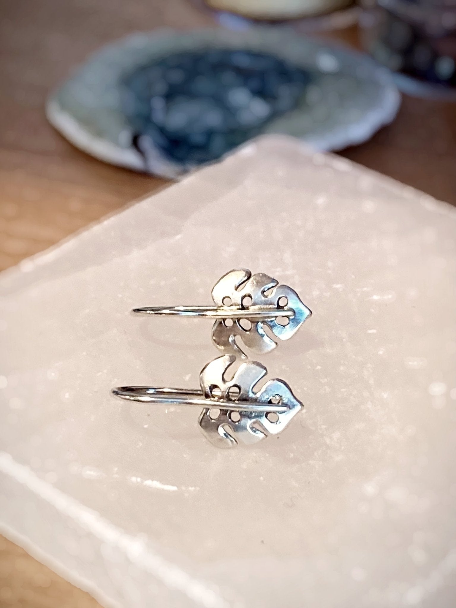 Monstera Earrings in Sterling Silver - Small by Alison Morse at Shirley Shoppe