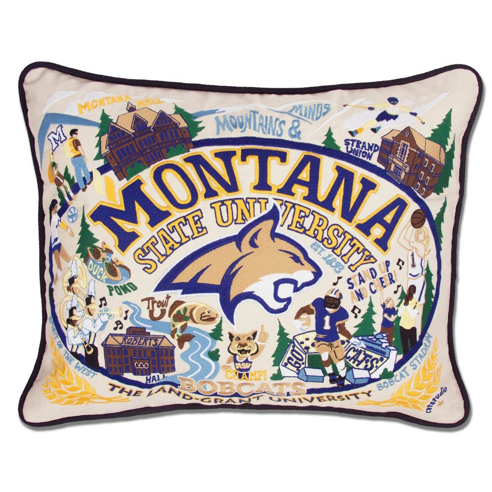 Montana State University Collegiate Embroidered Pillow by CatStudio by Quirks! at Shirley Shoppe