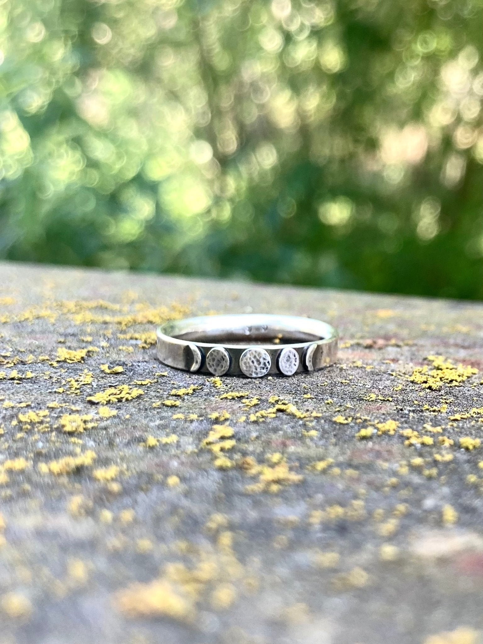 Moon Phase Band Ring in Sterling Silver by Alison Morse at Shirley Shoppe