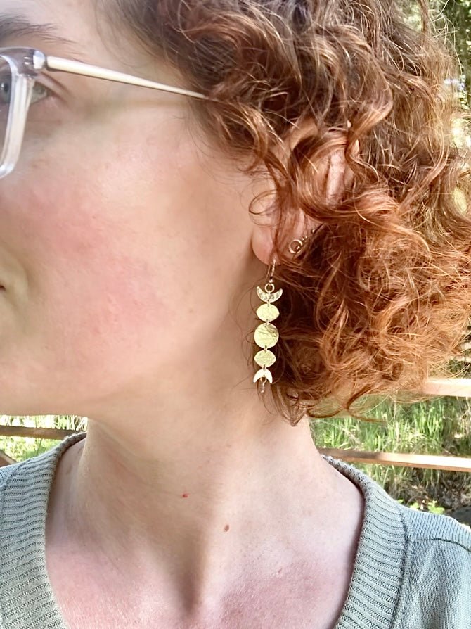 Moon Phase Earrings in Sterling Silver by Alison Morse at Shirley Shoppe