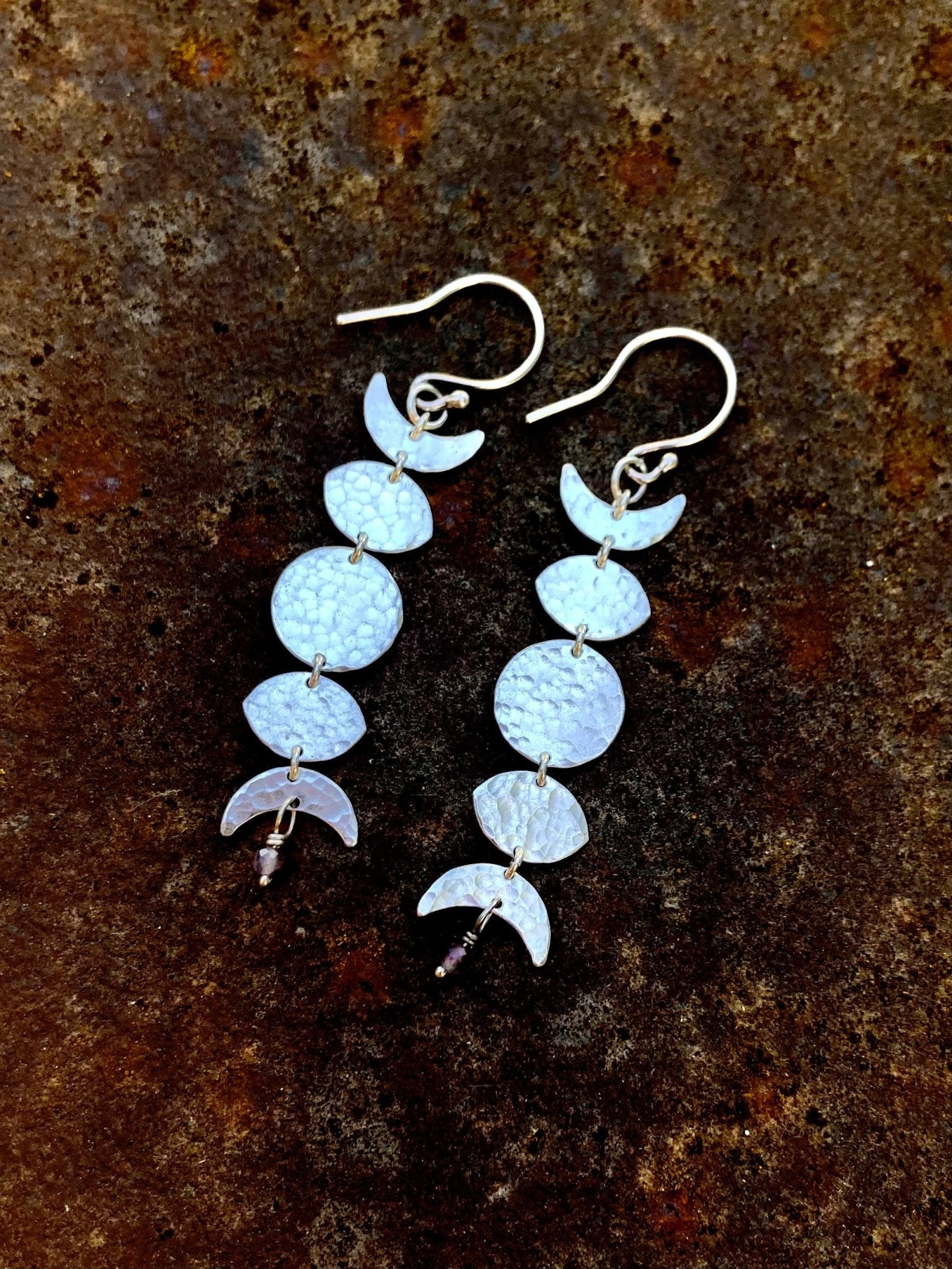 Moon Phase Earrings in Sterling Silver by Alison Morse at Shirley Shoppe