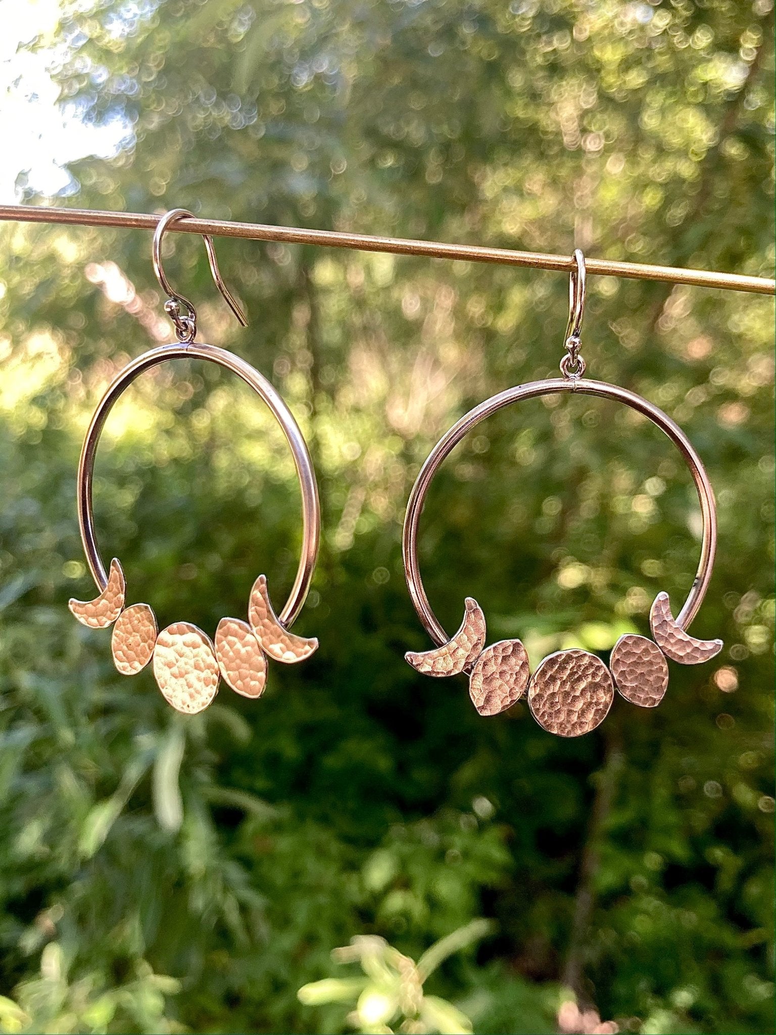 Moon Phase Hoop Earrings in Sterling Silver by Alison Morse at Shirley Shoppe