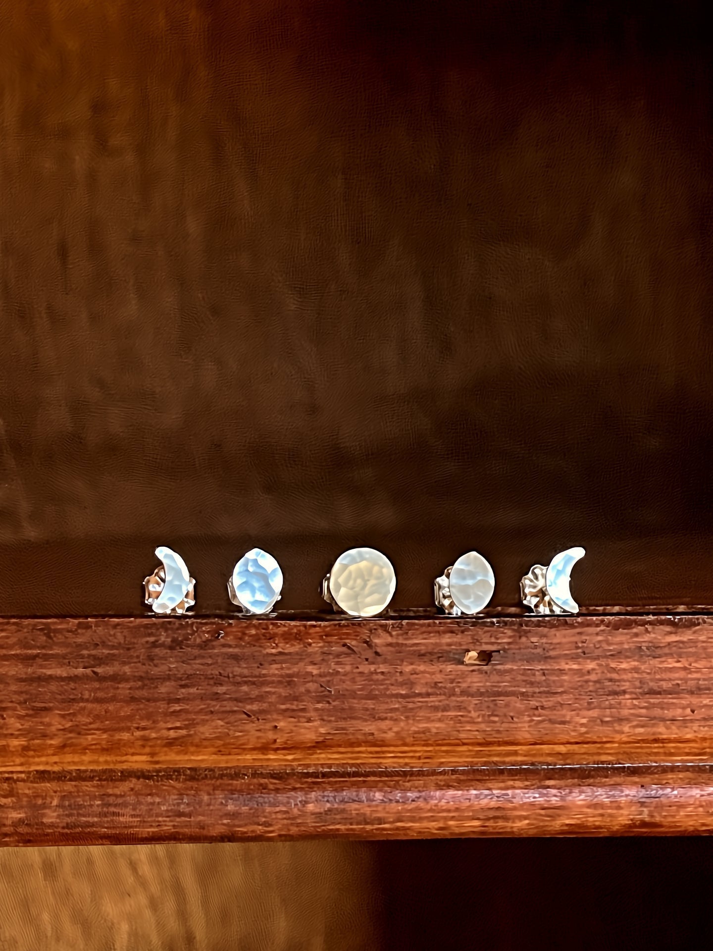 Moon Phase Stud Earring Set in Sterling Silver by Alison Morse at Shirley Shoppe