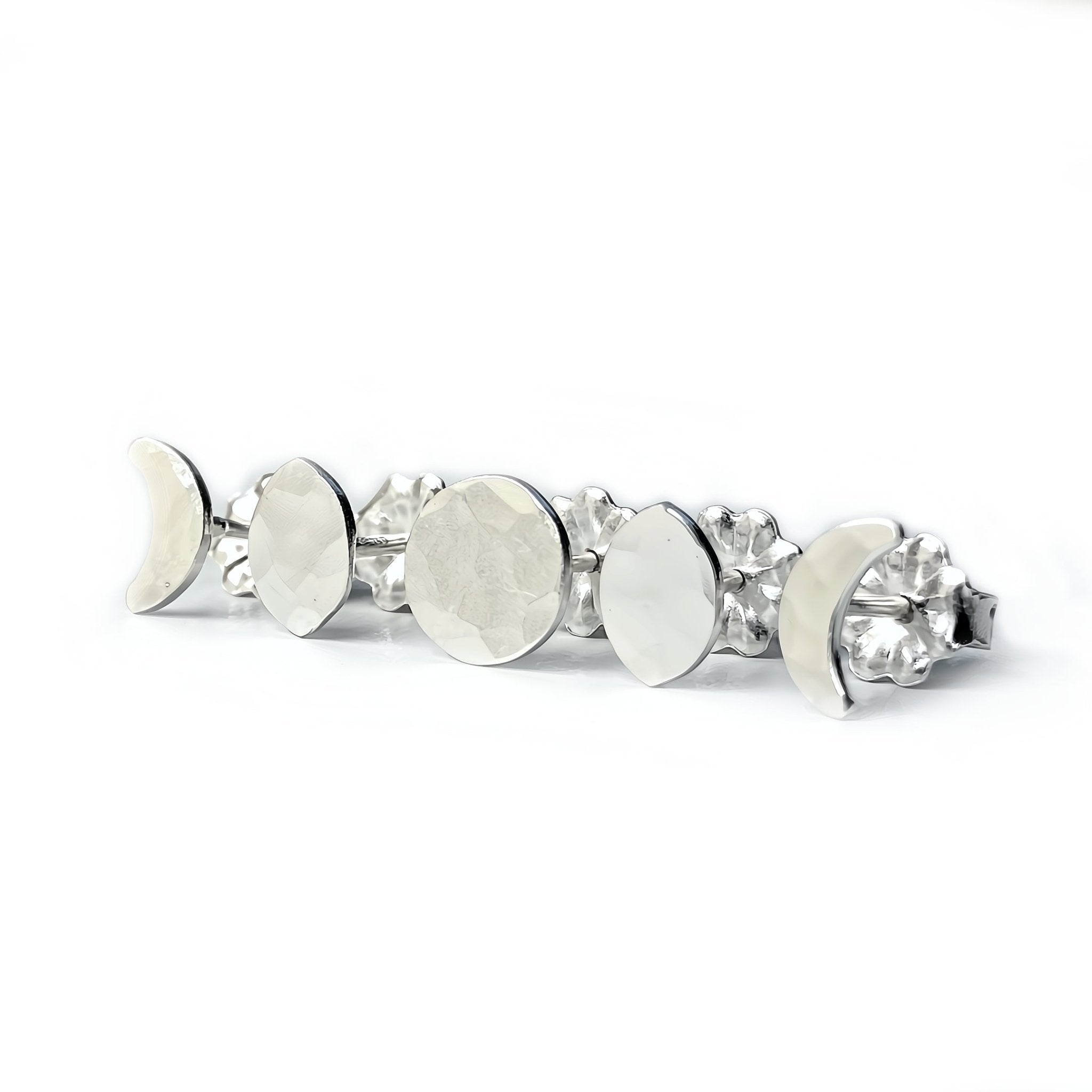 Moon Phase Stud Earring Set in Sterling Silver by Alison Morse at Shirley Shoppe