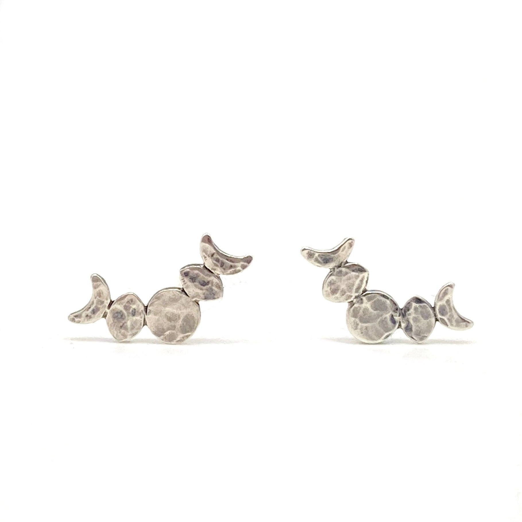 Moon Phase Stud Earrings in Sterling Silver by Alison Morse at Shirley Shoppe