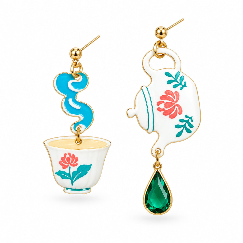 Morning Tea Mismatch Acrylic Dangle Earrings