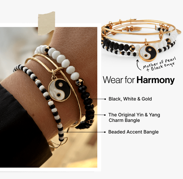 Mother of Pearl Yin Yang Bangles Set of 3 by ALEX AND ANI at Shirley Shoppe