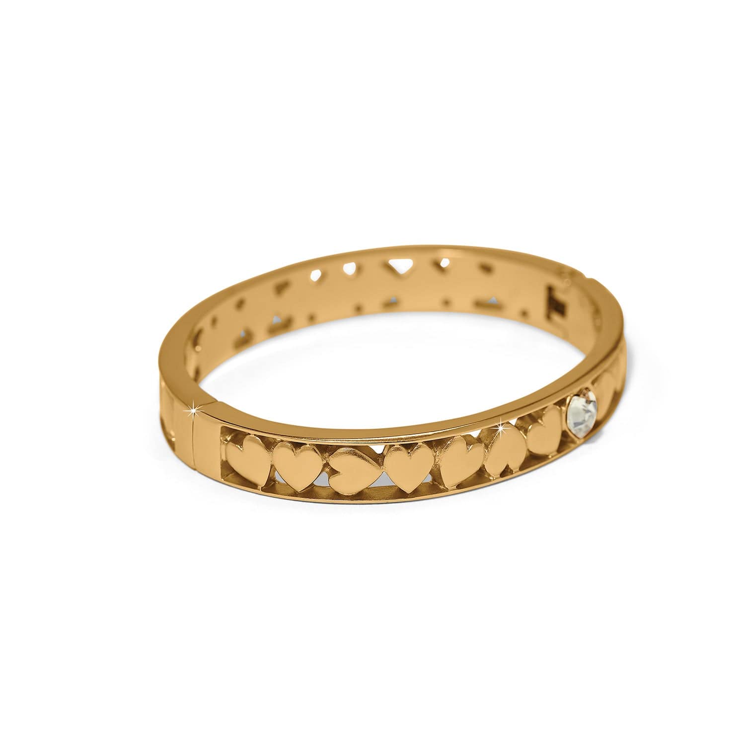 Mystery Of Love Golden Heart Hinged Bangle