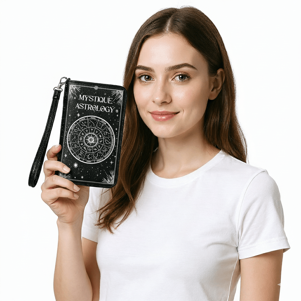 Mystique Astrology Wristlet Wallet in Vinyl by Quirks! at Shirley Shoppe