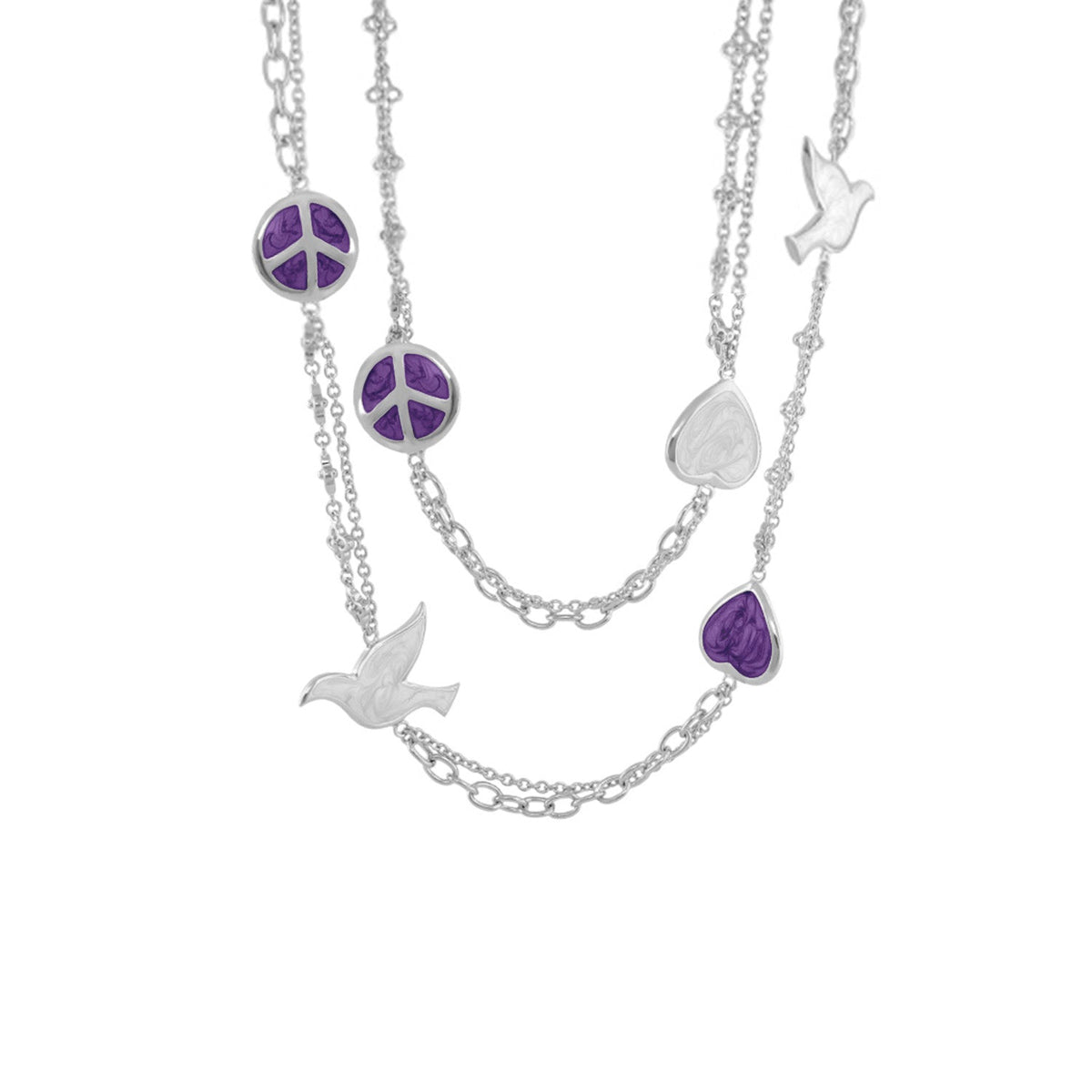 Peace And Dove Double Chain Necklace