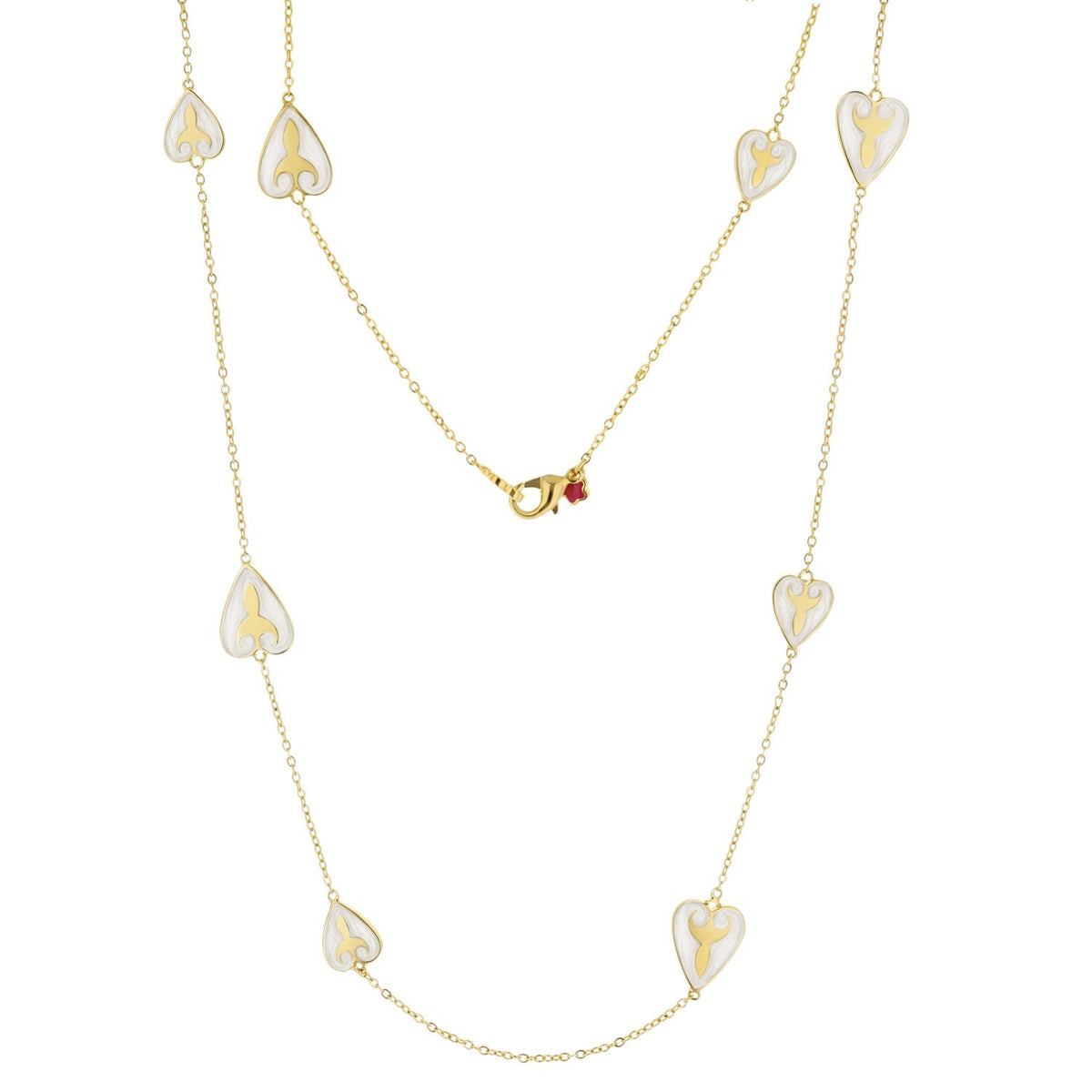 Bows And Hearts Necklace Gold Plated Brass