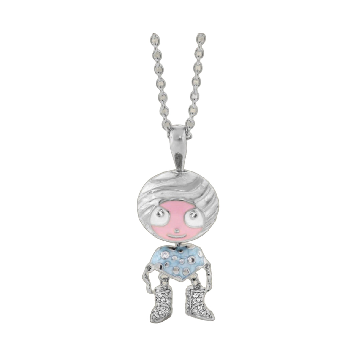 Lga Bubble Kids Pave Boots Necklace