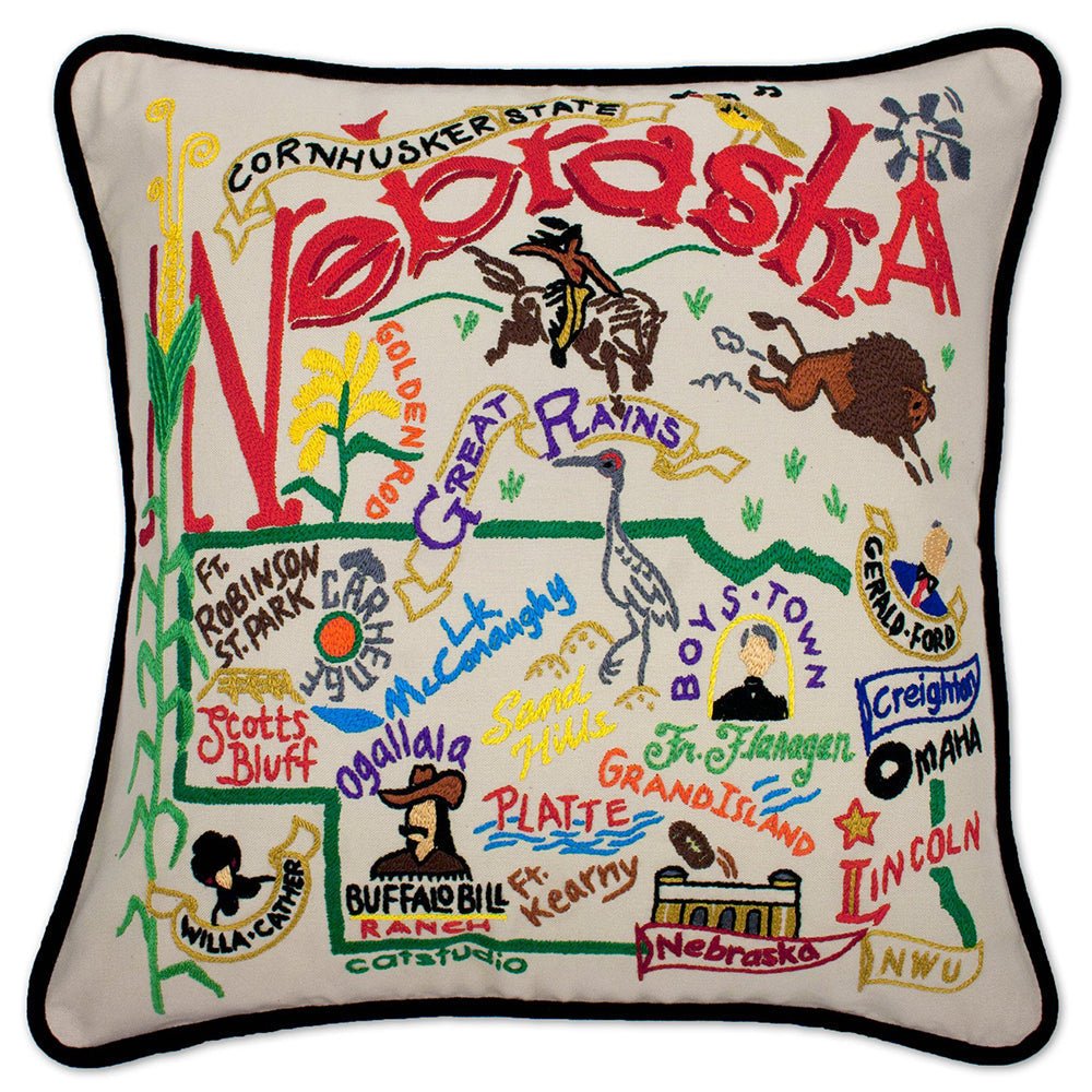 Nebraska Hand - Embroidered Pillow by Quirks! at Shirley Shoppe