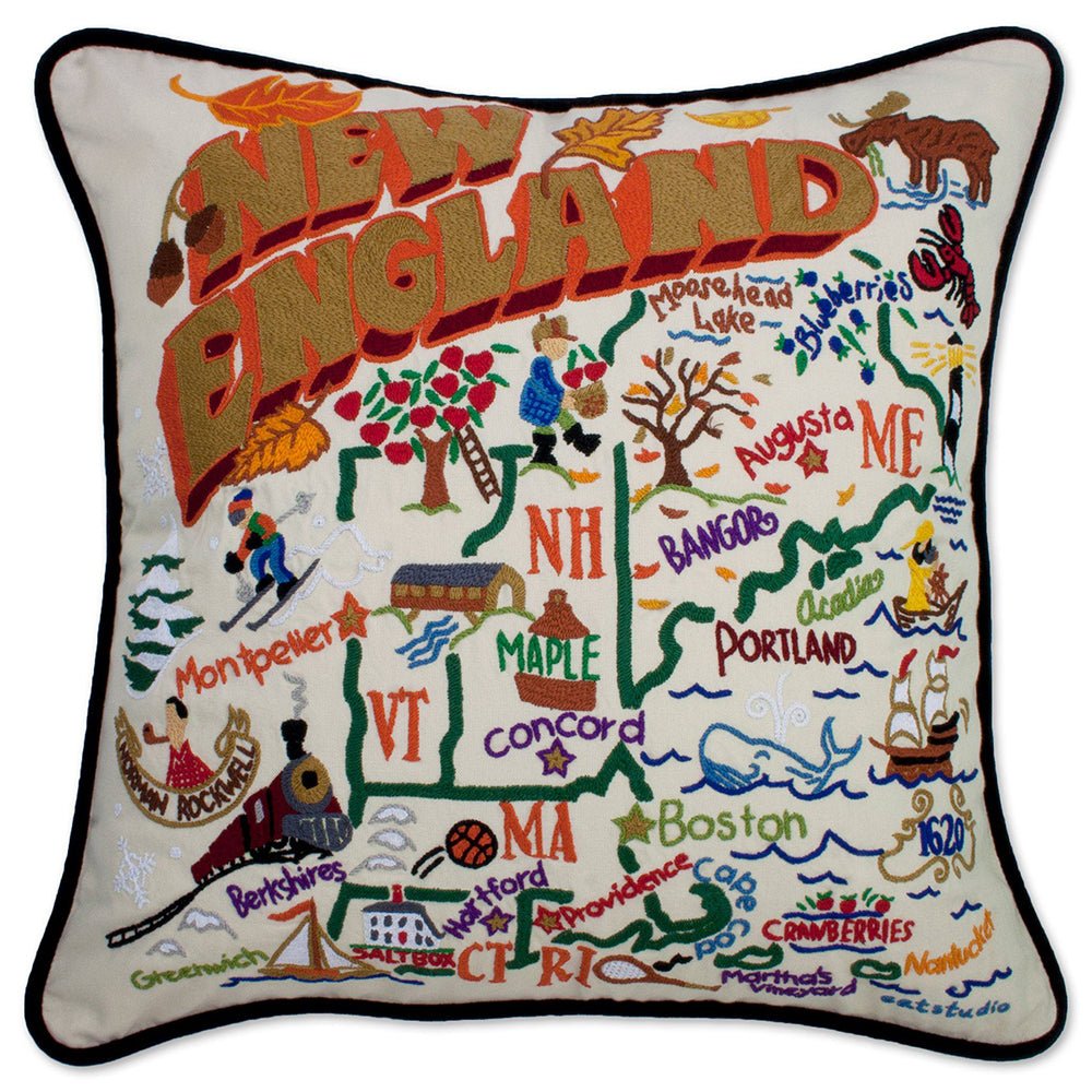 New England Hand - Embroidered Pillow by Quirks! at Shirley Shoppe
