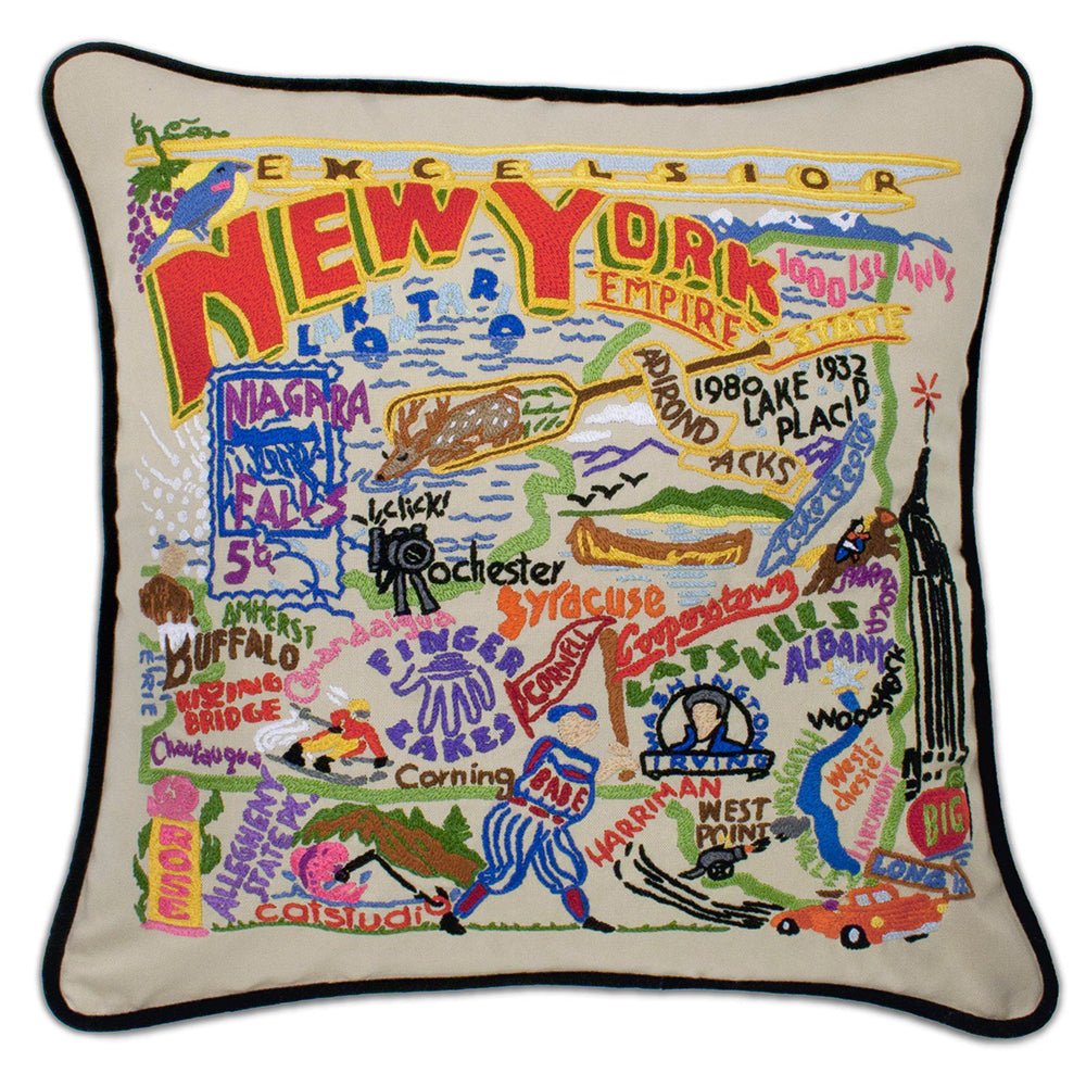 New York State Hand - Embroidered Pillow by Quirks! at Shirley Shoppe