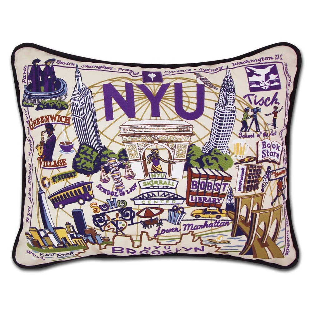 New York University (NYU) Collegiate Embroidered Pillow by CatStudio by Quirks! at Shirley Shoppe