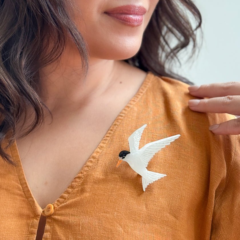 New Zealand Fairy Tern Brooch by Erstwilder by Quirks! at Shirley Shoppe
