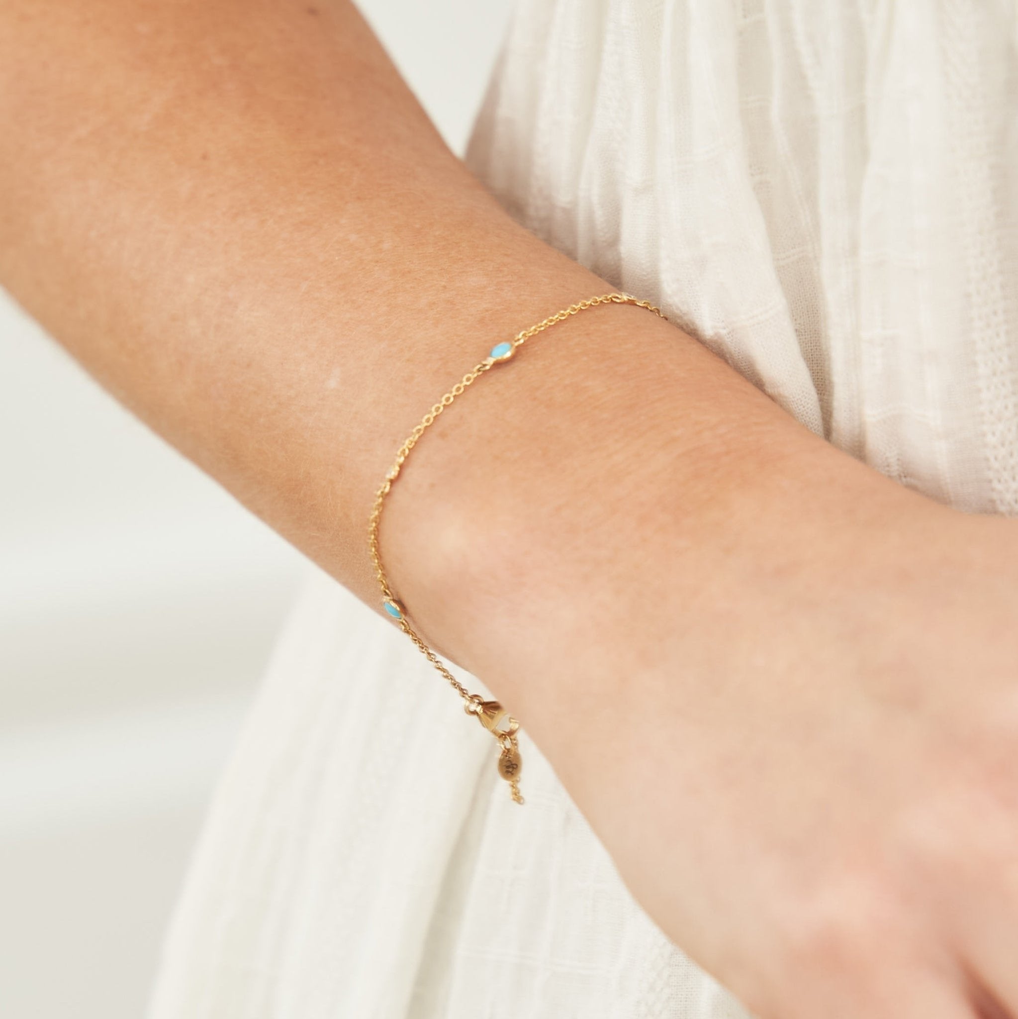 Nina 14K Gold Dainty Bracelet with White Diamonds by Christina Greene at Shirley Shoppe