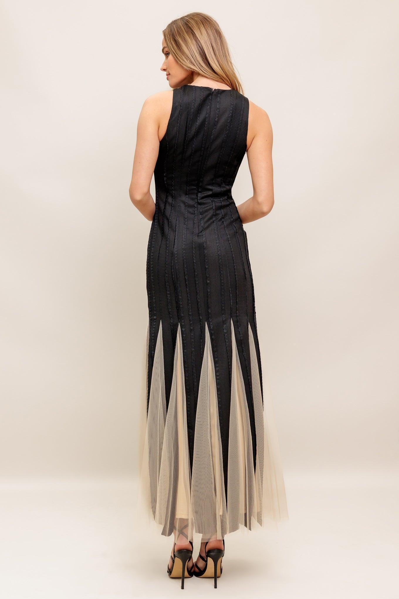 NOIR TULLE BLACK KNIT MAXI DRESS by Flying Tomato at Shirley Shoppe